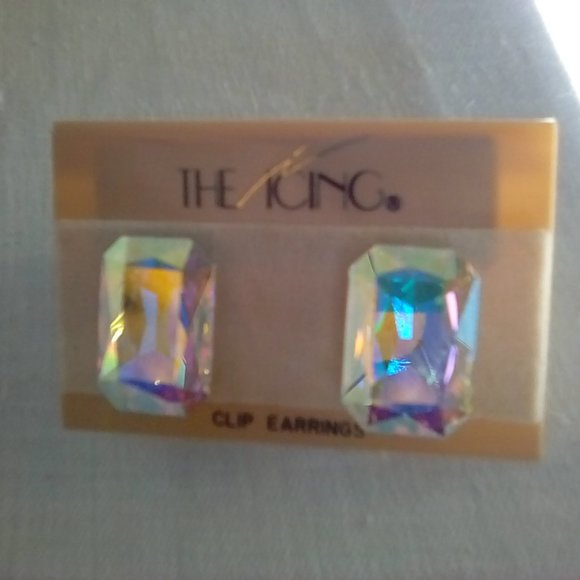 Iridescent rainbow glitter sparkle crystal pink earrings - Picture 6 of 6